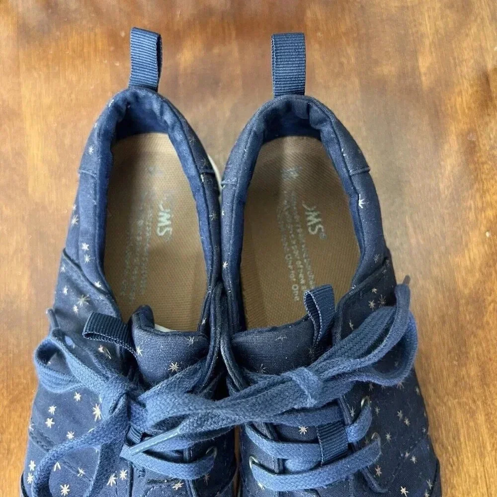 Toms Del Rey Navy Blue With Stars Sneakers size 9 Comfy Astrology Outerspace
